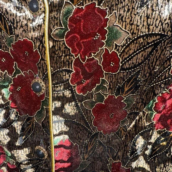 Vintage R&K Evenings Etched Floral Velvet Button-Down Blazer Size 12 Event - Picture 3 of 5